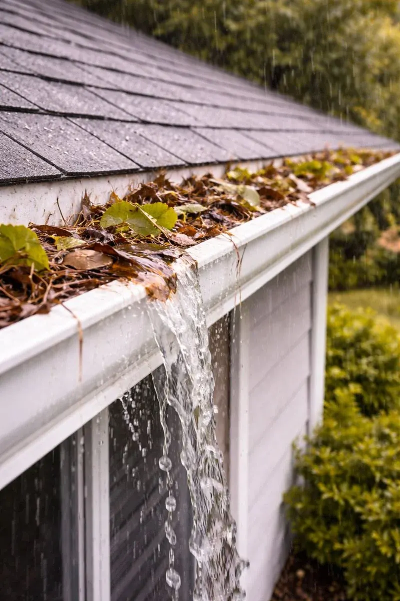 Illustration of a gutter with debris