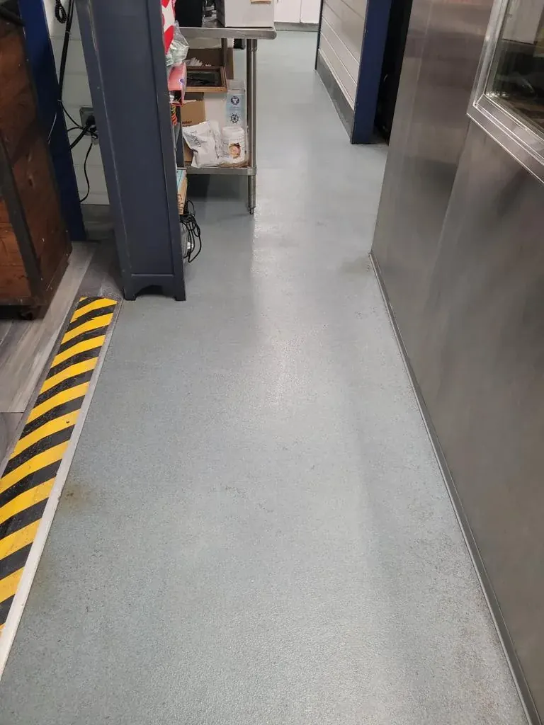 Restored commercial kitchen floor