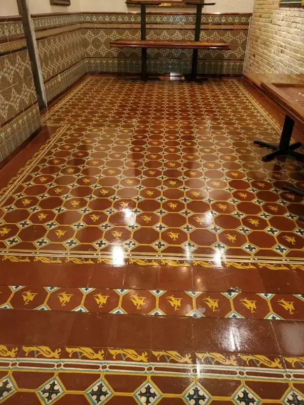 Patterned tile floor restored by Deep Floor Care